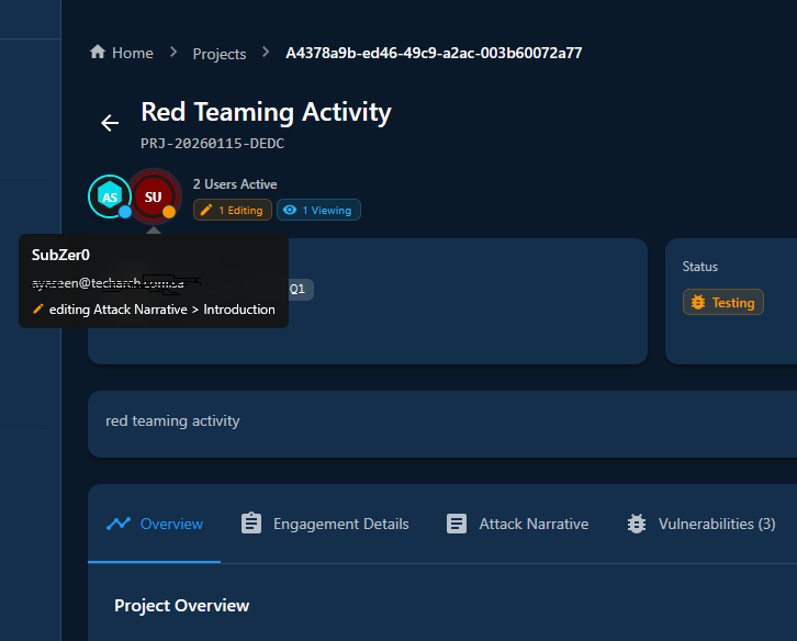 Team collaboration with presence indicators and notifications